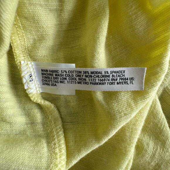 Soma T-Shirt Long Sleeve Top Chardonnay Yellow Cotton Slub Shirttail Tee Small - Picture 5 of 6